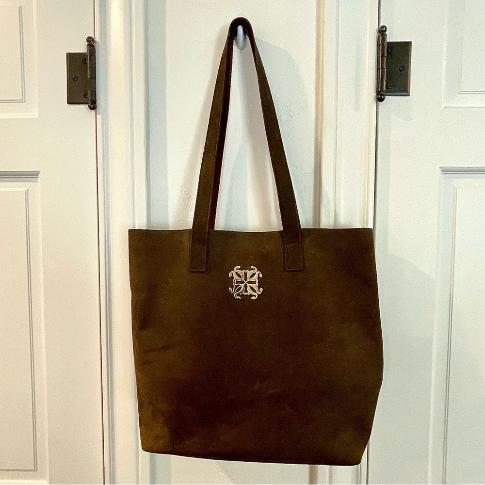 Rustic Cuff Brown/Olive Suede Leather Tote